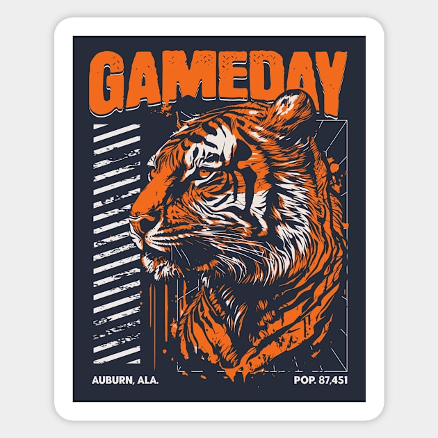 Vintage Gameday Tiger // Navy and Orange Awesome Tiger // Football Game Day Sticker by SLAG_Creative